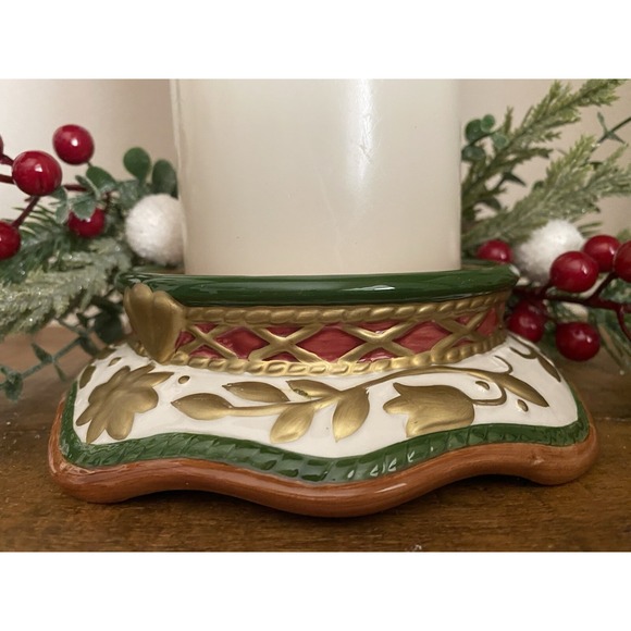 Fitz & Floyd Christmas Home Fragrance Holiday Candle‎ Stand  6-1/2" in EUC - Picture 2 of 9